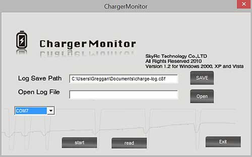 Battery charging software starting dialog
