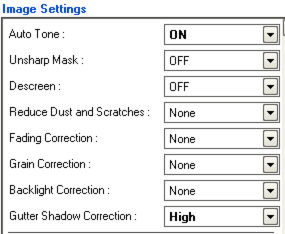 Canon Lide 200 scanner settings for scan #2 of the book