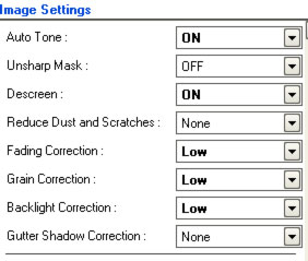 Settings for image scan sample #2