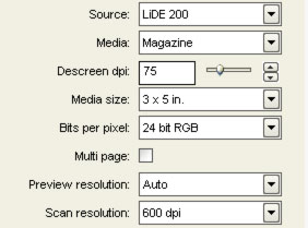 Vuescan settings