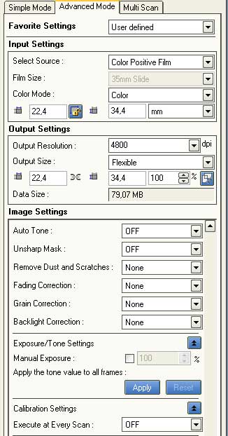 Scan gear review settings