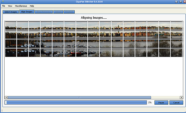 Gigapan stitcher software screenshot