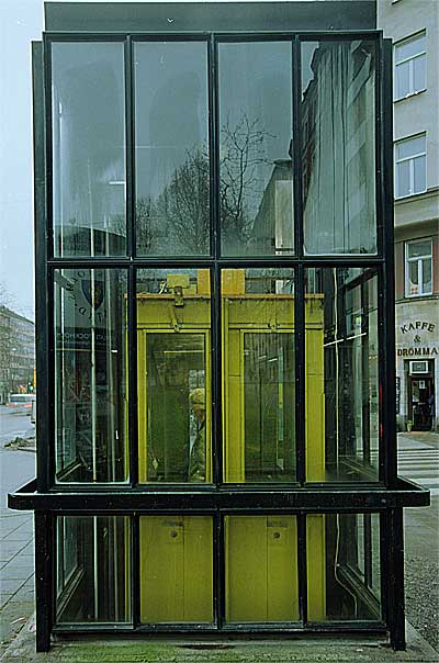 Subbway lift photographed in Stockholm on Kodak Ektar 100 film