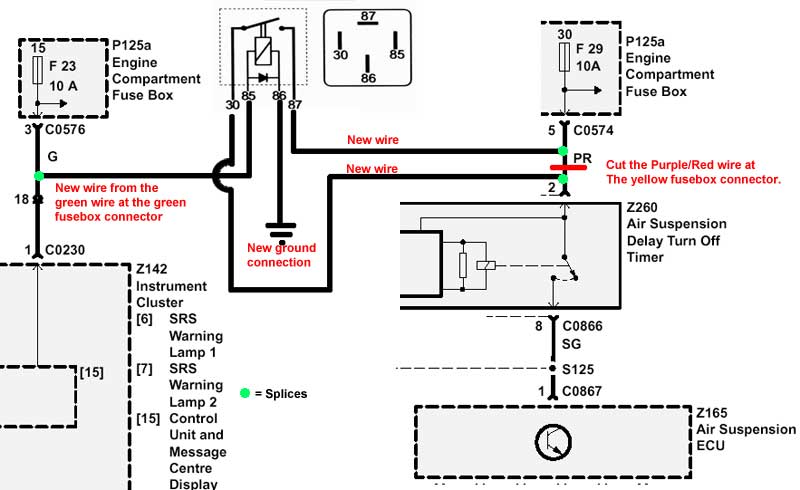 Range Rover P38 EAS timer shut off modification schematics 