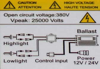 Printed label on HID Xenon bulb ignitor