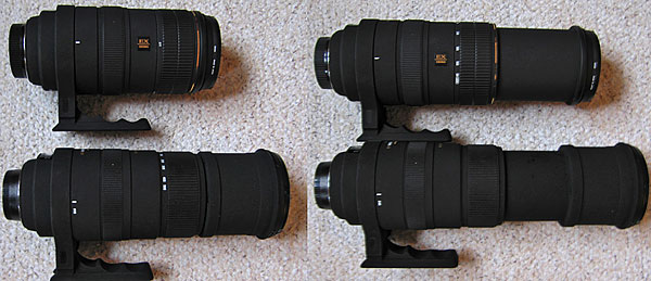Sigma 80-400mm OS vs Sigma 150-500mm Size comparacy