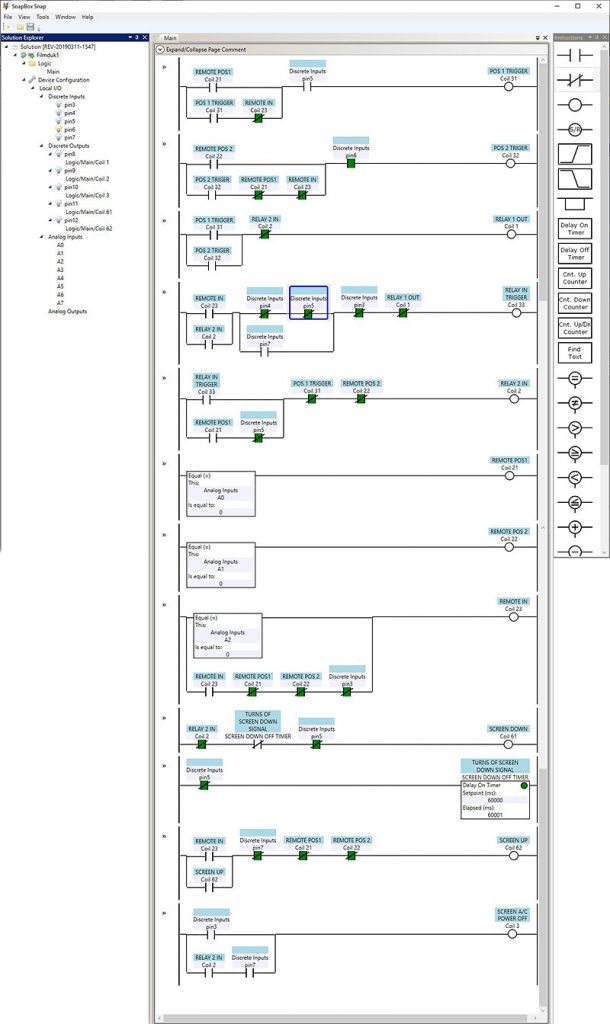 SoapBox Snap Ladder logic's for my cinema screen automation.