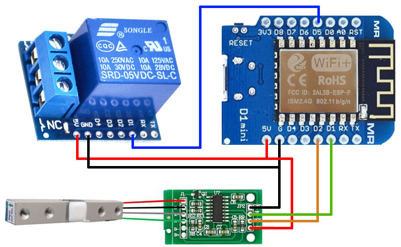 ESP8266 WeMos + Relay + HX711 = Coffee at the tenth of a gram