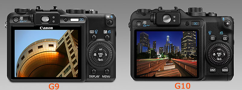 The back of the Canon G10 vs G9