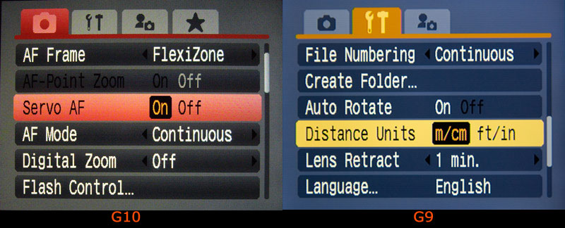 Difference betwene Canon G10 and Canon G9
