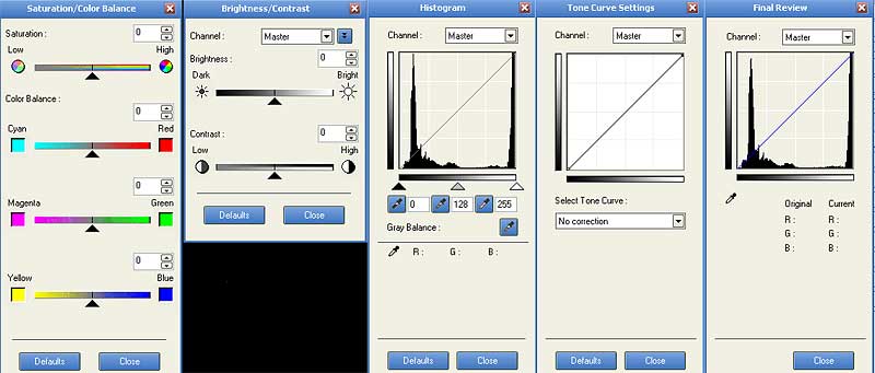 Color correction tools in ScanGear for Canon Lide 200