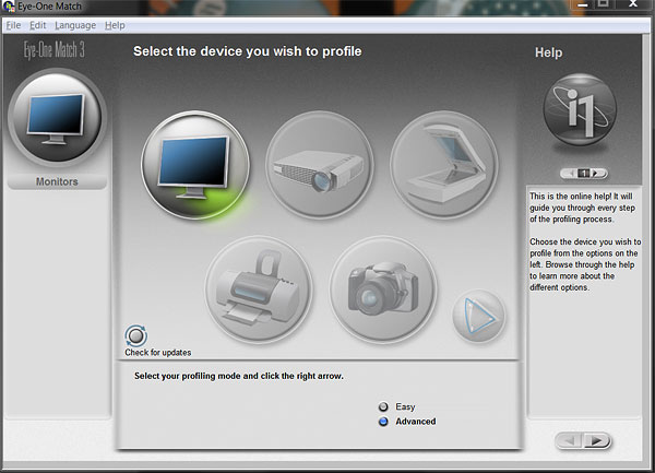 i1 display 2 step 1 in the calibration