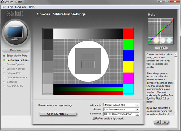 eye-one display two color calibration software