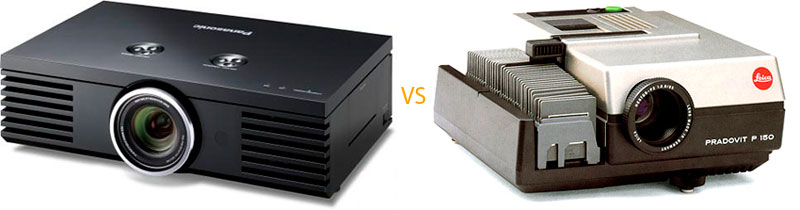 Digital vs analog slide show projector