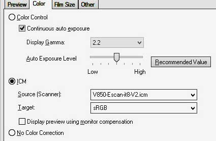 CMS setting for Epson Perfection V850 Pro