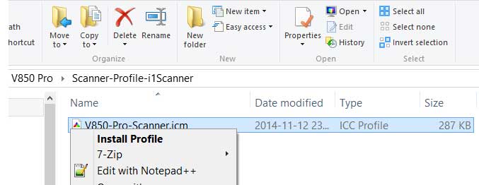 Epson V850 Pro on Windows How to install ICC profile