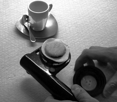 Load the handpresso with a coffee pod