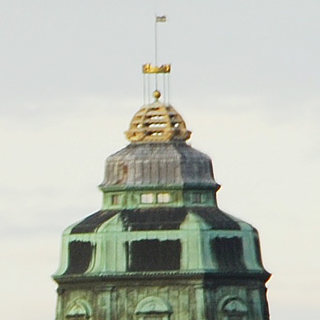 100% crop of tower in trhe image above