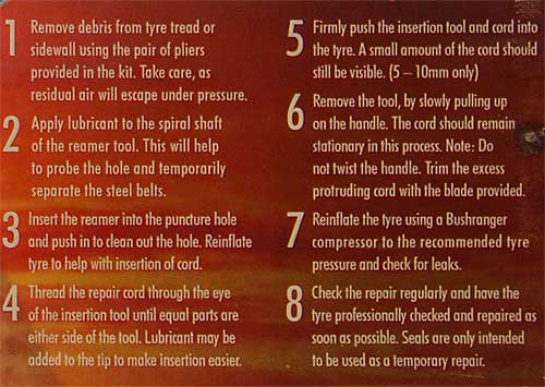Car tire repair instructions