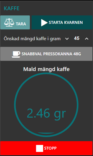 Node-red dashboard for coffee grinder